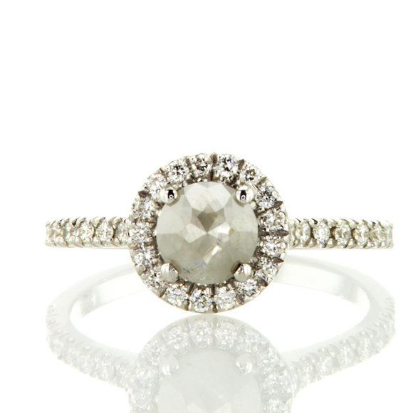 Gray Rose-Cut Diamond Halo Engagement Ring 1.08 TCW - Picture 5 of 8